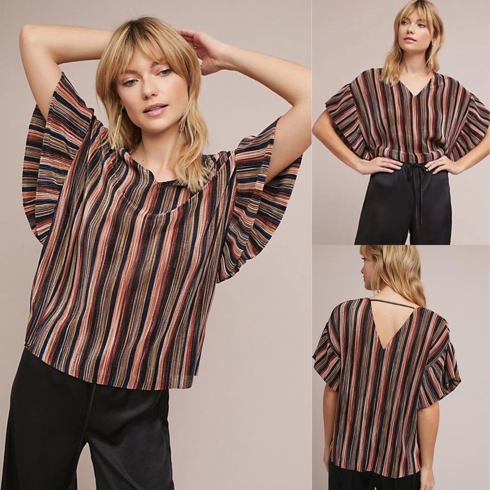 Stunning Anthro Bienville flutter-sleeve top